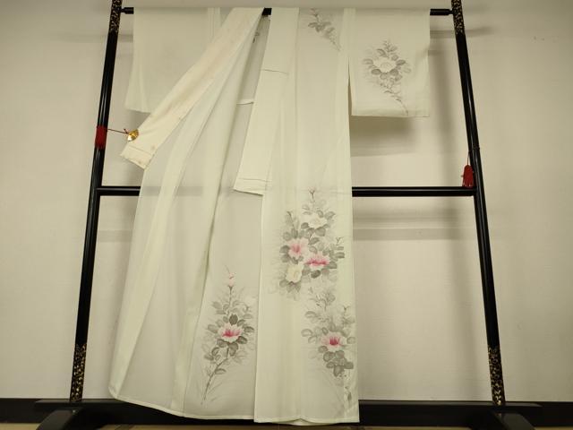 平和屋着物＊夏物　訪問着　絽　手描き　草花文　正絹　逸品　AABK2641jd