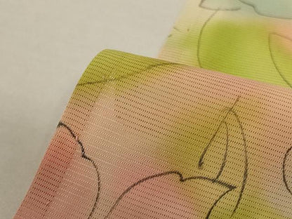 平和屋着物＊夏物　小紋　絽　手描き　草花文　暈し染め　正絹　逸品　AABK2643jd