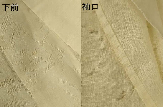 平和屋着物＊夏物　長襦袢　流水葉紋紗　生成り色　麻　AABK2647jd