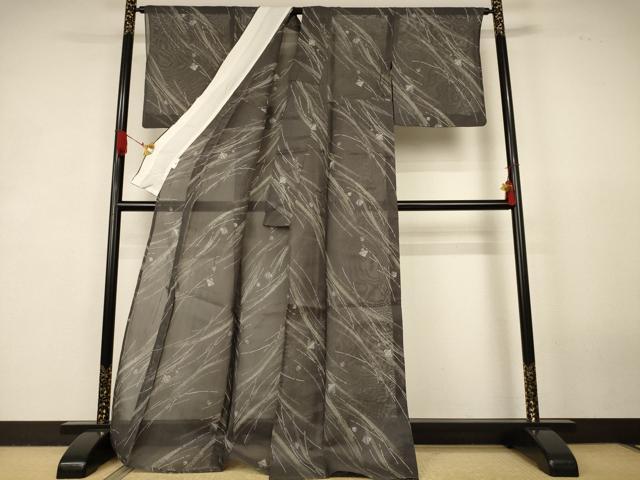 平和屋着物＊夏物　絹芭蕉　流水文　正絹　逸品　AABK2651jd