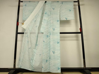 平和屋着物＊夏物　小紋　絽　萩　洗える着物　AABK2663jd