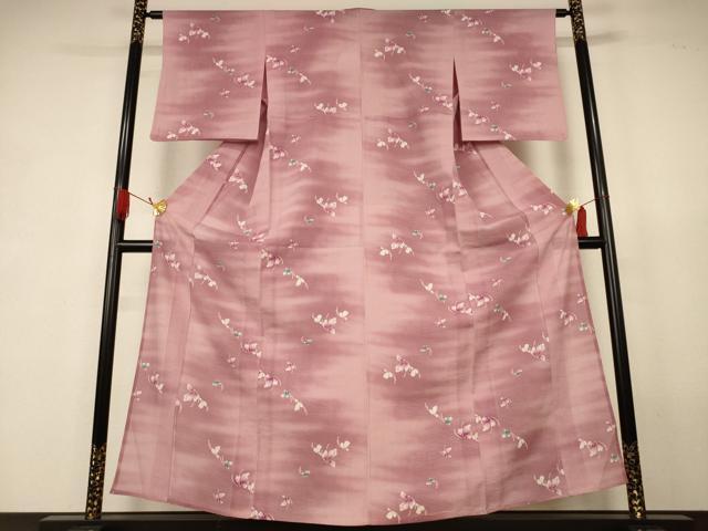 平和屋着物＊夏物　小紋　絽　舞花文　洗える着物　AABK2664jd