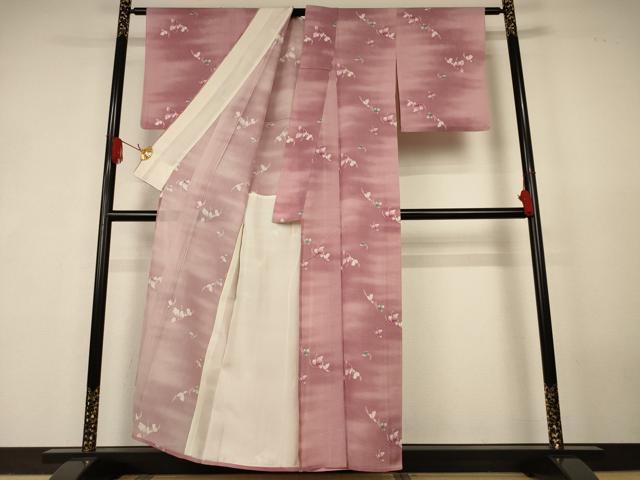 平和屋着物＊夏物　小紋　絽　舞花文　洗える着物　AABK2664jd