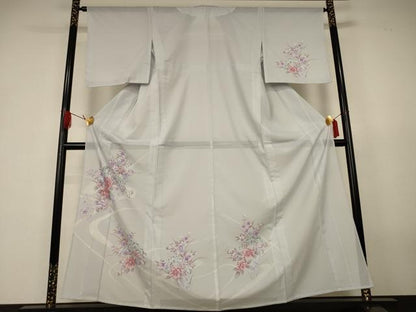 平和屋着物＊夏物　訪問着　絽　流水草花文　洗える着物　AABK2665jd