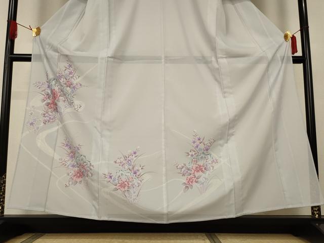 平和屋着物＊夏物　訪問着　絽　流水草花文　洗える着物　AABK2665jd