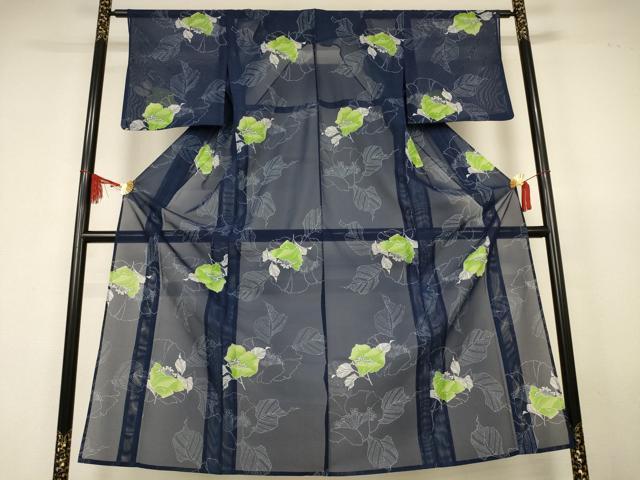 平和屋着物＊夏物　小紋　絽　草花文　洗える着物　AABK2671jd