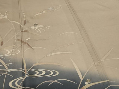 平和屋着物＊夏物　訪問着　絽　駒刺繍　流水葉文　暈し染め　正絹　逸品　AABK2673jd