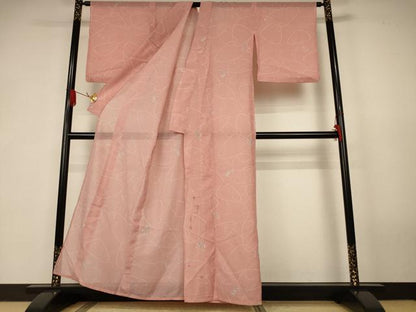 平和屋着物＊夏物　小紋　絽　抽象文　洗える着物　AABK2675jd