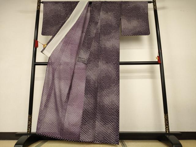 平和屋着物＊夏物　小紋　絽　松葉文　洗える着物　AABK2676jd