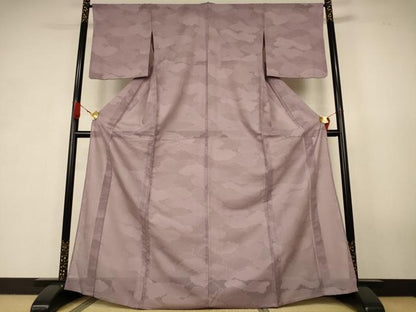 平和屋着物＊夏物　色無地　雲取り紋紗　胡桃染色　正絹　逸品　AABK2686jd
