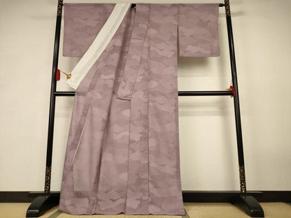 平和屋着物＊夏物　色無地　雲取り紋紗　胡桃染色　正絹　逸品　AABK2686jd