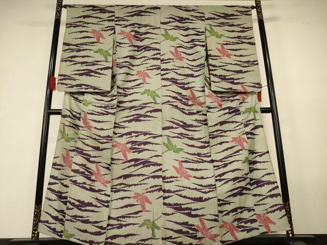 平和屋着物＊夏物　小紋　絹紅梅　浴衣兼用　勝虫　絹綿　逸品　AABK2687jd