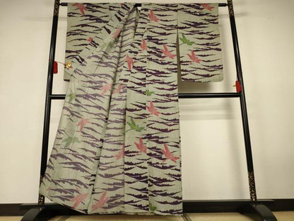 平和屋着物＊夏物　小紋　絹紅梅　浴衣兼用　勝虫　絹綿　逸品　AABK2687jd