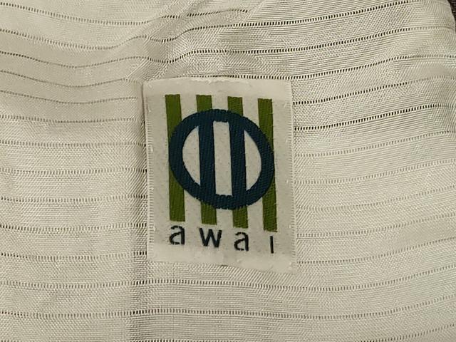 平和屋着物＊夏物　岡野織物　awai　小紋　浴衣兼用　ちぢみ織　縞　綿麻　AABK2692jd