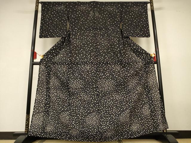 平和屋着物＊夏物　訪問着　縦絽　霞文　黒地　正絹　逸品　AABK2693jd