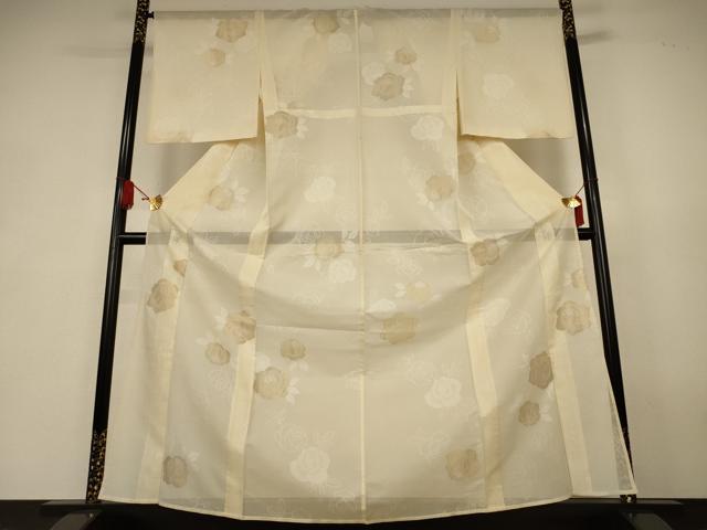 平和屋着物＊夏物　小紋　紗　薔薇　金糸　正絹　逸品　AABK2694jd