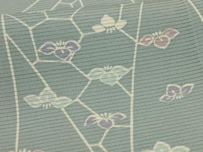 平和屋着物＊夏物　小紋　絽　舞花文　正絹　逸品　AABK2696jd