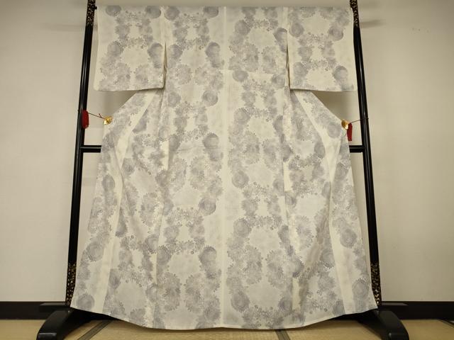 平和屋着物＊夏物　小紋　紗　草花文　やまと誂製　洗える着物　AABK2697jd