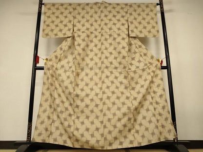 平和屋着物＊夏物　紬　絣文　正絹　逸品　AABK2699jd