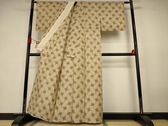 平和屋着物＊夏物　紬　絣文　正絹　逸品　AABK2699jd