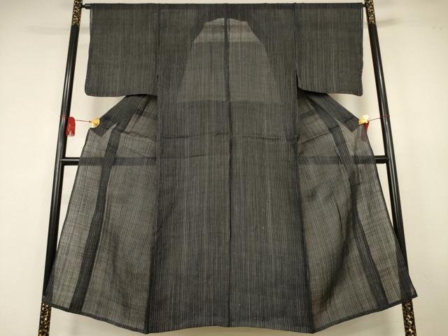 平和屋着物＊夏物　男性　石川県指定無形文化財　能登上布　本麻手織上布　縞　麻　逸品　AABK2705jd