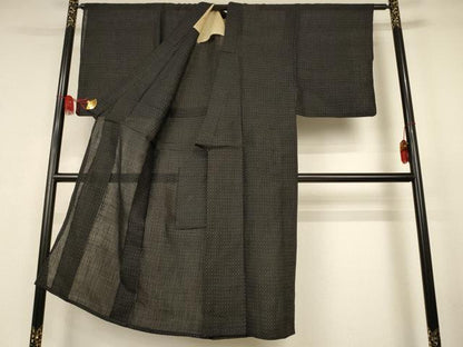 平和屋着物＊夏物　男性　上布　絣柄　麻　逸品　AABK2708jd