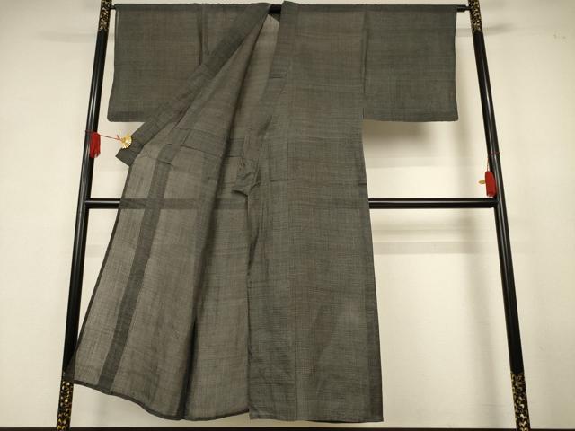 平和屋着物＊夏物　男性　石川県指定無形文化財　能登上布　本麻手織上布　80亀甲　総詰め　麻　逸品　AABK2709jd