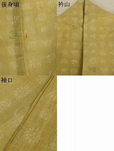 平和屋着物＊夏物　小千谷ちぢみ　草花文　麻　逸品　AABK2712jd