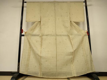 平和屋着物＊夏物　小千谷ちぢみ　草花文　麻　逸品　AABK2712jd