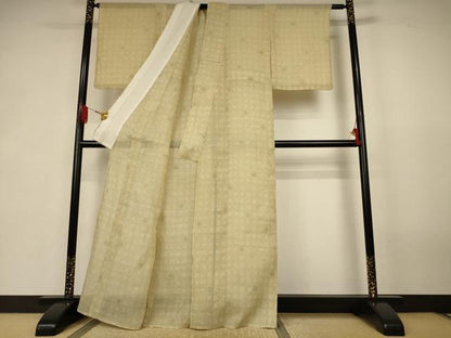 平和屋着物＊夏物　小千谷ちぢみ　草花文　麻　逸品　AABK2712jd