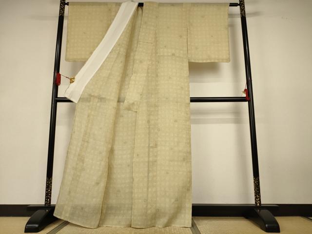 平和屋着物＊夏物　小千谷ちぢみ　草花文　麻　逸品　AABK2712jd