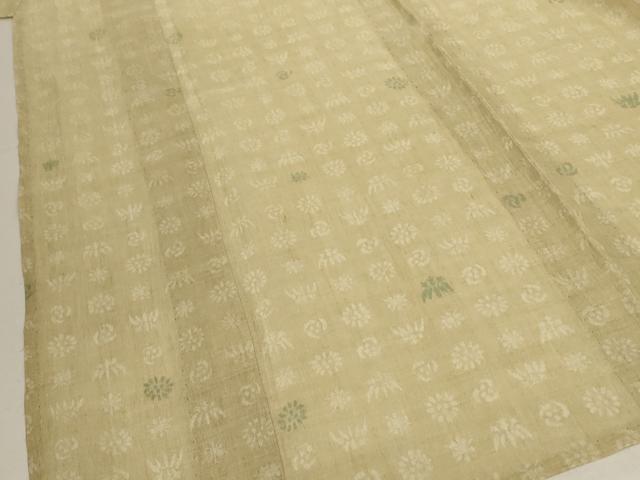 平和屋着物＊夏物　小千谷ちぢみ　草花文　麻　逸品　AABK2712jd