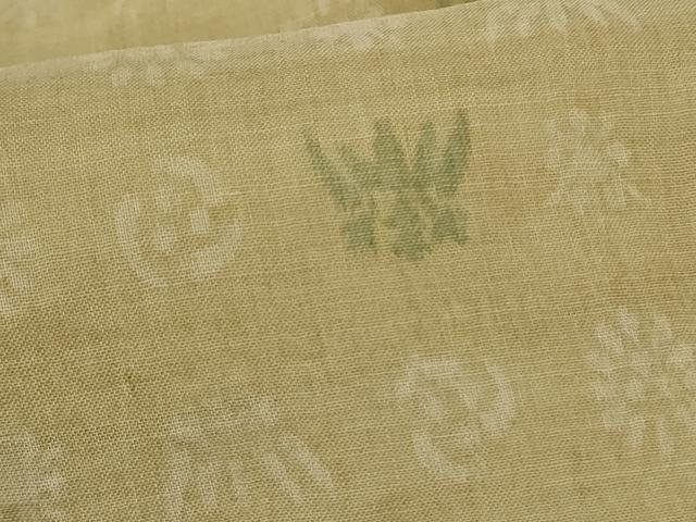 平和屋着物＊夏物　小千谷ちぢみ　草花文　麻　逸品　AABK2712jd