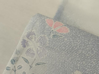 平和屋着物＊夏物　小紋　絽　草花文　洗える着物　AABK2713jd