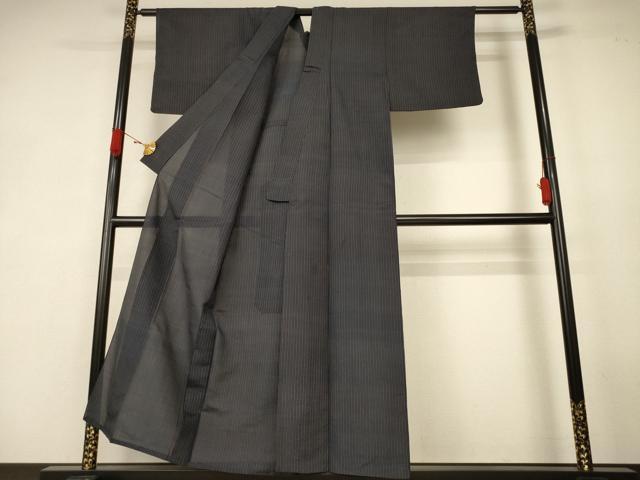 平和屋着物＊夏物　お召　縞　正絹　逸品　AABK2714jd