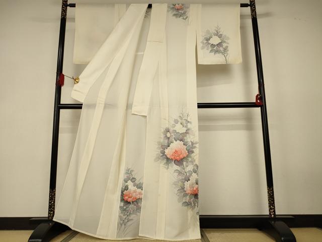 平和屋着物＊夏物　訪問着　絽　手描き　紫陽花　正絹　逸品　AABK2717jd