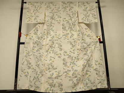 平和屋着物＊夏物　小紋　絽　草花文　正絹　逸品　AABK2719jd