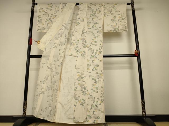 平和屋着物＊夏物　小紋　絽　草花文　正絹　逸品　AABK2719jd
