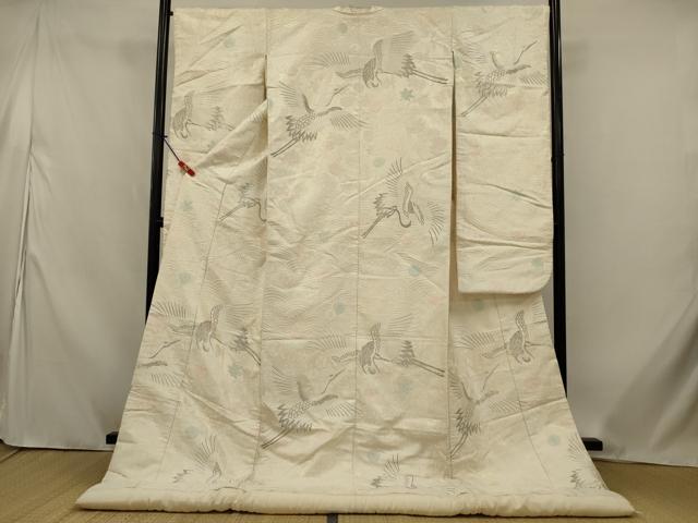 平和屋本店●白打掛　白無垢　和装　婚礼　結婚式　花嫁　神社挙式　刺繍　唐織　飛鶴花文　銀糸　逸品　AABK2726ou