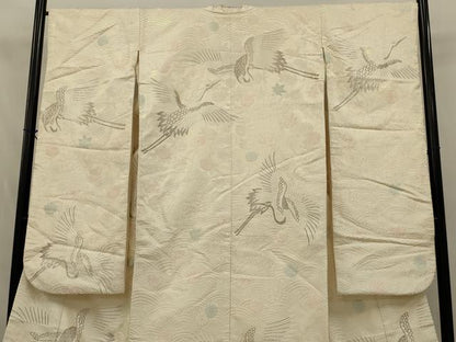 平和屋本店●白打掛　白無垢　和装　婚礼　結婚式　花嫁　神社挙式　刺繍　唐織　飛鶴花文　銀糸　逸品　AABK2726ou