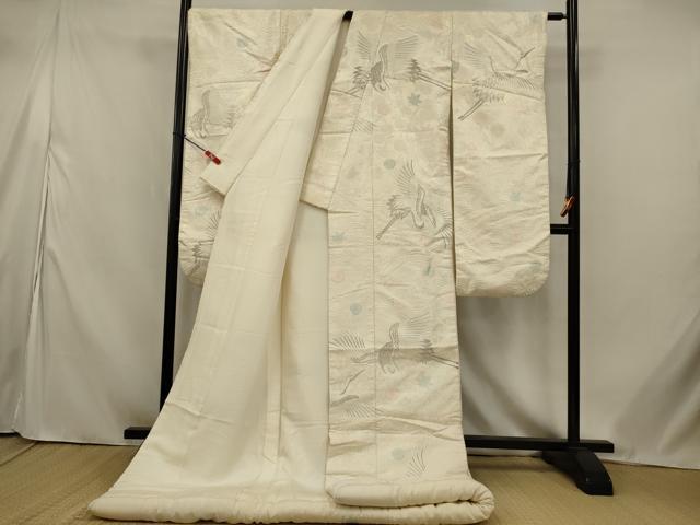 平和屋本店●白打掛　白無垢　和装　婚礼　結婚式　花嫁　神社挙式　刺繍　唐織　飛鶴花文　銀糸　逸品　AABK2726ou