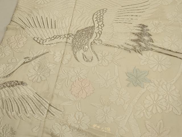 平和屋本店●白打掛　白無垢　和装　婚礼　結婚式　花嫁　神社挙式　刺繍　唐織　飛鶴花文　銀糸　逸品　AABK2726ou