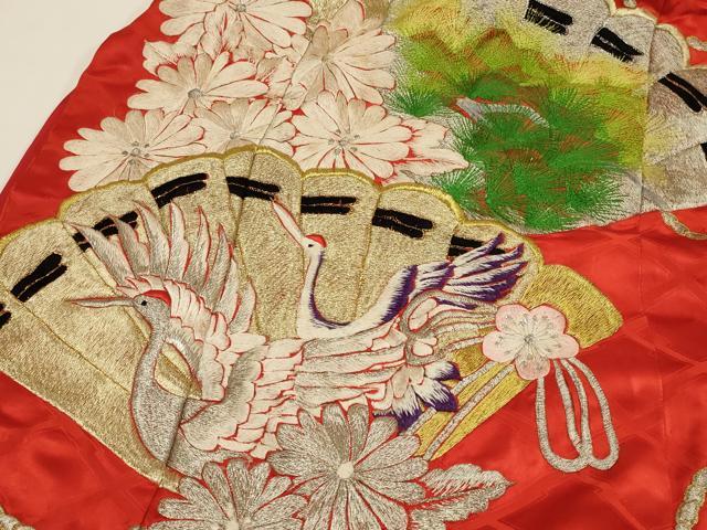 平和屋本店●お引きずり・お引き摺り・引き振袖　和装　結婚式　舞妓　芸妓　芸者　衣装　総刺繍　扇面飛鶴花文　金銀糸　逸品　AABK2728ou