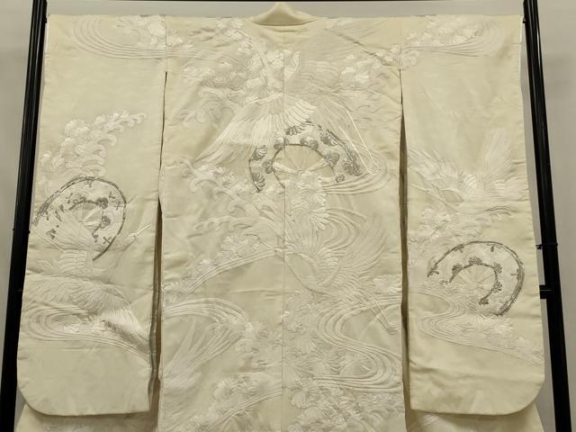 平和屋本店●白打掛　白無垢　和装　婚礼　結婚式　花嫁　神社挙式　駒刺繍　源氏車飛鶴花文　逸品　AABK2732ou