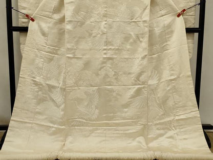 平和屋本店●白打掛　白無垢　和装　婚礼　結婚式　花嫁　神社挙式　駒刺繍　飛鶴松文　逸品　AABK2733ou