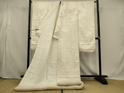 平和屋本店●白打掛　白無垢　和装　婚礼　結婚式　花嫁　神社挙式　飛鶴花文　銀糸　逸品　AABK2734ou