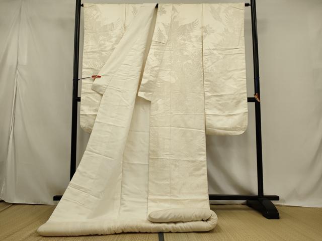 平和屋本店●白打掛　白無垢　和装　婚礼　結婚式　花嫁　神社挙式　飛鶴花文　銀糸　逸品　AABK2734ou