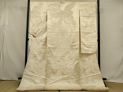 平和屋本店●白打掛　白無垢　和装　婚礼　結婚式　花嫁　神社挙式　唐織　飛鶴花文　逸品　AABK2735ou