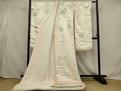 平和屋本店●白打掛　白無垢　和装　婚礼　結婚式　花嫁　神社挙式　唐織　枝垂れ桜　銀糸　逸品　AABK2736ou