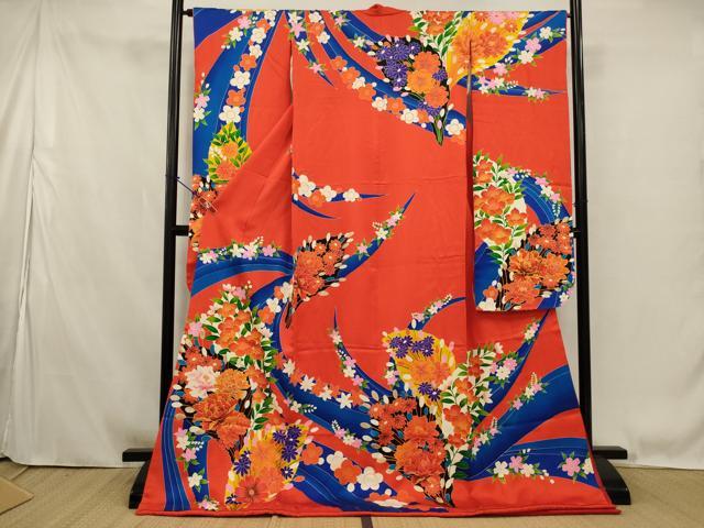 平和屋本店●お引きずり・お引き摺り・引き振袖　和装　結婚式　舞妓　芸妓　芸者　衣装　駒刺繍　草花文　逸品　AABK2737ou